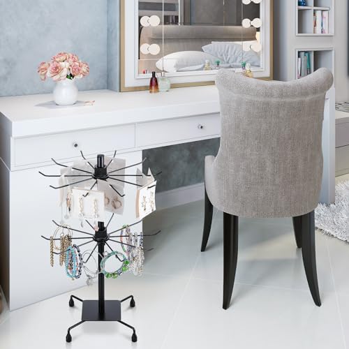 BBTO 2 Pcs Rotating Display Stand Jewelry Display Rack with Hooks Metal Earrings Stand for Vendors Necklace Bracelet Selling(Black,19.69 x 11.8 Inch) - color: Black, size: 19.69 X 11.8 Inch