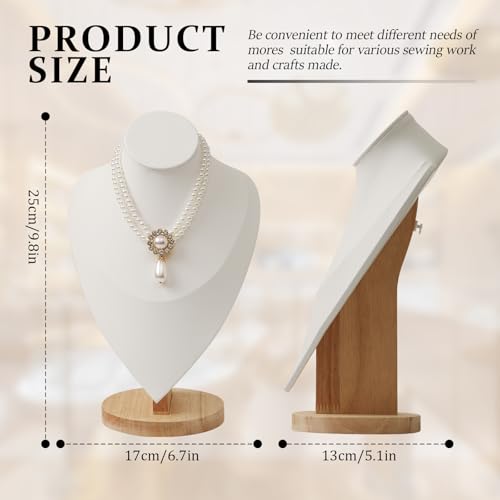 Necklace Display Stand Bamboo Jewelry Bust Display Stands Necklace Bust for Selling for Vendors (White, 9.2 * 6.1 Inch) - color: White, size: 9.2 *6.1 Inch