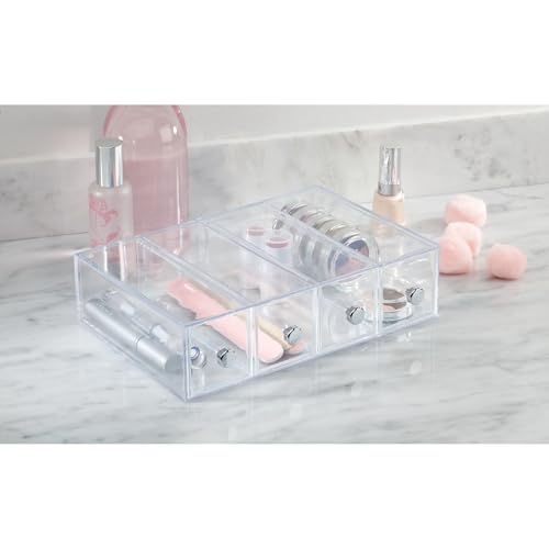 iDesign 36560EU 4-Drawer Vanity/Cosmetic Organizer, Set of 1, Clear - style: 4 Drawer Flip