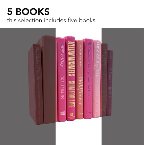 Decorative Accent for Home Decor – Real Books by Color® Interior Styling Piece for Bookshelf, Coffee Table, Design Display (Set of 5, Pink) - color: Pink, size: Set of 5