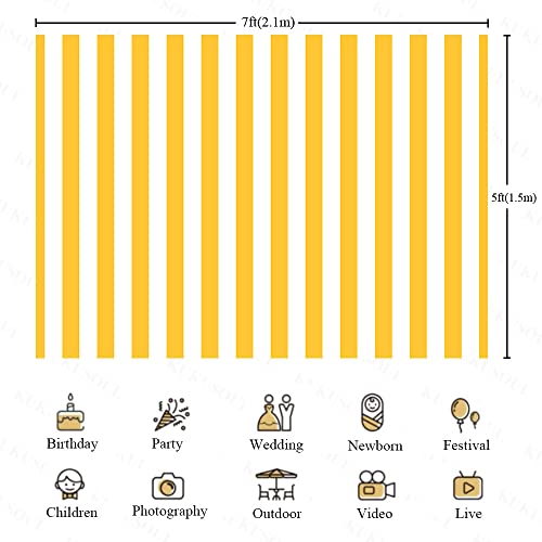 7x5ft Yellow and White Striped Photography Backdrop Vertical Streak Textured Background Birthday Party Decoration Photo Studio Props Banner Adult Elder Girl Boy Wallpaper KU250 - color: Yellow, size: 7x5FT