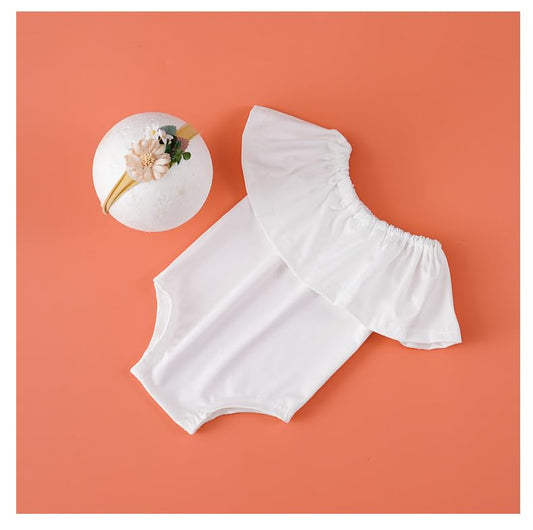 Newborn Photography Outfits Girl Baby Photo Tutu Dress Newborn Photoshoot Romper Baby Picture Lace Outfit - color: White7