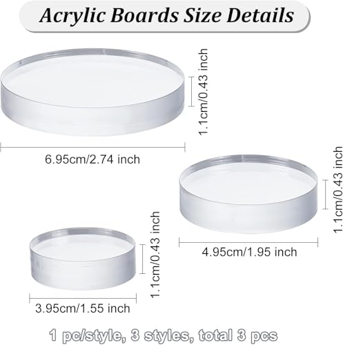 FINGERINSPIRE 3 Sizes Clear Acrylic Display Base Acrylic Display Block 2.7/2/1.6 inch Clear Polished Acrylic Cube Round Acrylic Jewelry Display Stand Decorative Pedestals for Photography Props Jewelry - color: Round-3 Size
