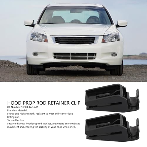 2Pcs Hood Prop Rod Retainer Clip, 91503 TA0 A01 Secure Support Hood Prop Rod Holder for 4cyl, 2008 to 2012 Car Engine Accessories