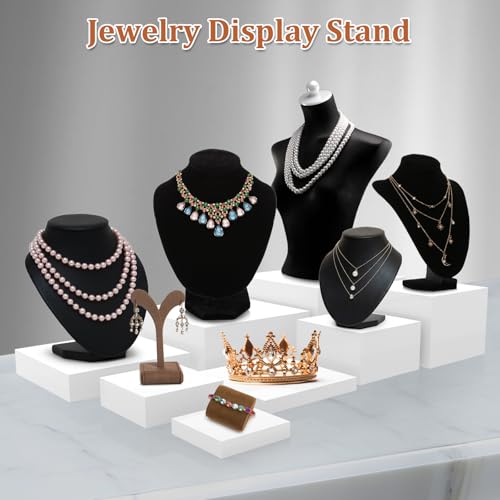 SUNEZLGO 8PCS Buffet Risers, Acrylic Large Food Risers with Mini Signs, Buffet Table Acrylic Cube Display Stands Box Risers for Party Catering Dessert Jewelry Nesting Risers with Hollow Bottom White - color: White