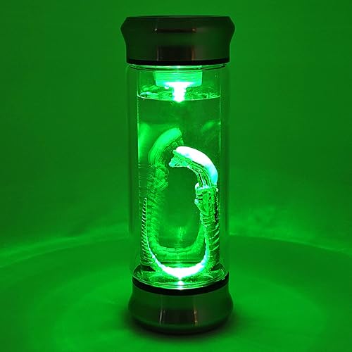 Alien Specimen Jar with Green LED Light – Embryo in Glass Display – Sci-Fi Collectible Movie Prop Gift for UFO & Alien Fans (Chestburster)