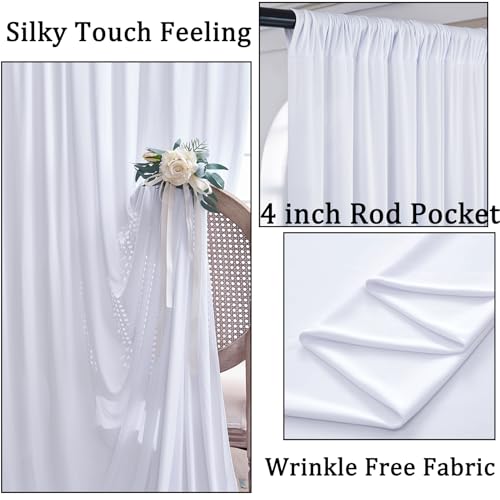 Wrinkle Free White Backdrop Curtain for Parties, Polyester Photo Backdrop Drapes for Weddings Birthday Photography Background Parties Baby Shower, 10ft x 8ft - color: White, size: 10ftx8ft