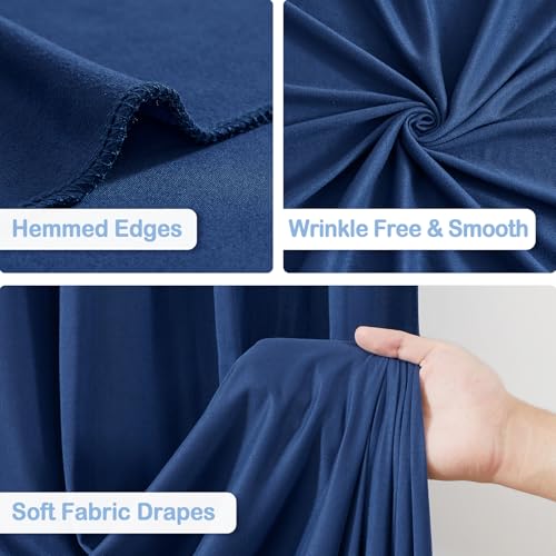 4 Panles Navy Blue Backdrop Curtains - Wrinkle Free Fabric Backdrop Curtain for Photoshoot, 10FT Wedding Party Photo Backdrop Drapes for Birthday Baby Shower Photography Stage Background Decorations - color: Navy Blue, size: W4' x H10'(4 panels)