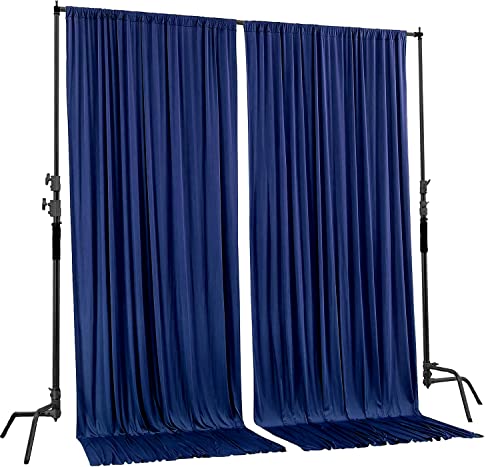 AK TRADING CO. 10 feet x 10 feet Polyester Backdrop Drapes Curtains Panels with Rod Pockets - Wedding Ceremony Party Home Window Decorations - Navy Blue - color: Navy Blue, size: 60"W x 120"L (Pack of 2)