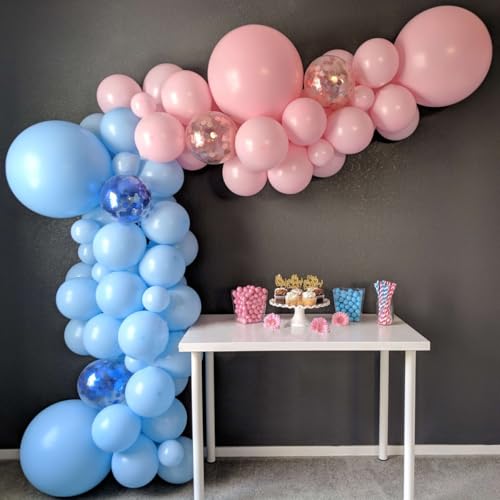 Baby Blue Balloons - 12 inch 100pcs Latex - Round Pastel Blue Birthday Balloons with 2 Ribbons for Baby Shower, Gender Reveal, Birthday Party Decorations - color: Pastel Blue, size: 12 Inch 100PCS