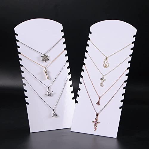 Coward 2Pcs/Set Acrylic Jewelry Holder Organizer, Necklace Display Stand For Show, Necklaces Rack For Selling(Acrylic White) - color: Acrylic White