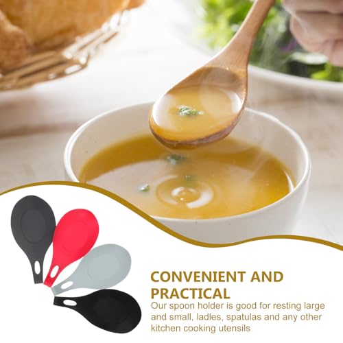Zerodeko 4pcs Silicone Spoon Holder Set, Spoon Rests with Heat-resistant Food-grade Silicone, Kitchen Utensil Ladle Holder for Cooking and Counter Use