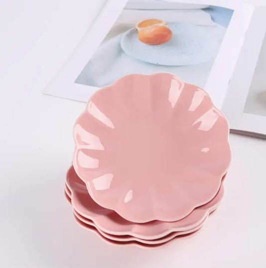 Small Dessert Plates Set of 4,Ceramic Dinner Plates 6 Inch for Appetizer, Fruits, Cake, Salad,Microwave Safe,Christmas Gift,Pink - color: Pink