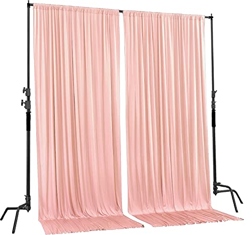 AK TRADING CO. 10 feet x 8 feet IFR Polyester Backdrop Drapes Curtains Panels with Rod Pockets - Wedding Ceremony Party Home Window Decorations - Blush Pink - color: Blush Pink, size: 10 ft x 8 ft