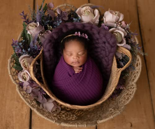 Baby Wrap. Set of 3 Newborn Photography Wraps. Baby Swaddle or Blanket for Newborn Photography Props. Waffle Knit Wraps. Infant Photoshoot Props for Boy or Girl. - color: Magenta, Pink, Lilac