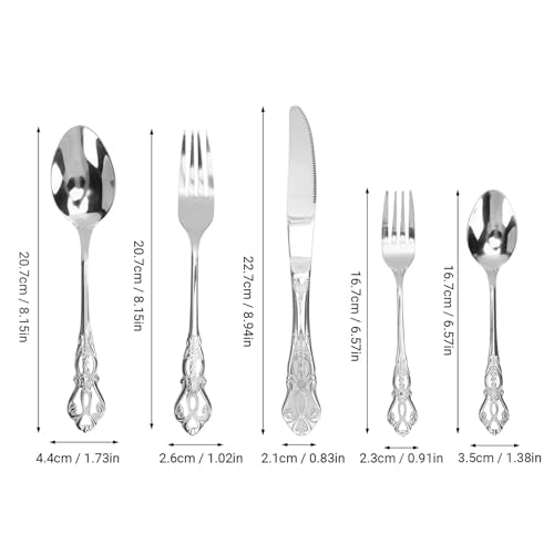 Fabater Stainless Steel Cutlery Set, 20 Piece for 4 Dishwasher Safe 18/10 Flatware Set, Dinnerware with Mirror Polished Vintage Style for Home Restaurant Kitchen (Silver)