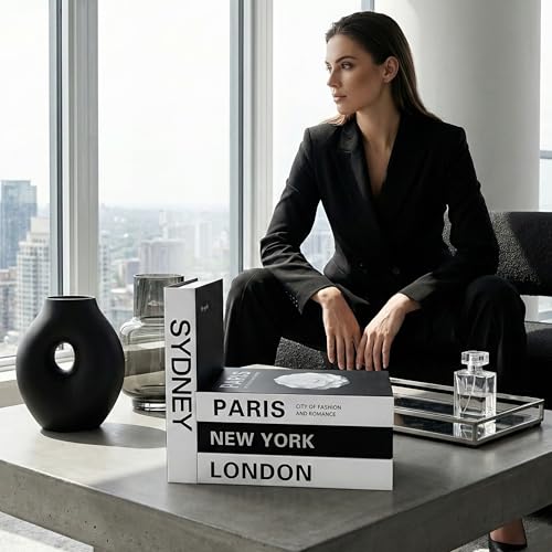 PROBENEX Urban Large 4 PCS Faux Decorative Books | Not Real Books, Cardboard Foldable Display Props | NYC London Paris Sydney City Theme Book Set | Modern Minimalist Coffee Table Decor - color: L_urban_large