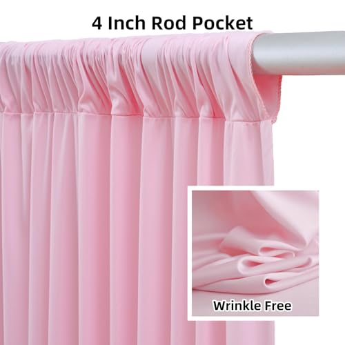 20ftx12ft Baby Pink Backdrop Curtains for Wedding-Wrinkle Free Backdrops Curtain Drapes Fabric Decorations Photo Back Drop Cloth for Baby Shower Photography Stage Reception 4Panels 12ft(H) x 5ft(W) - color: pink, size: W5' x H12'(4 panels)
