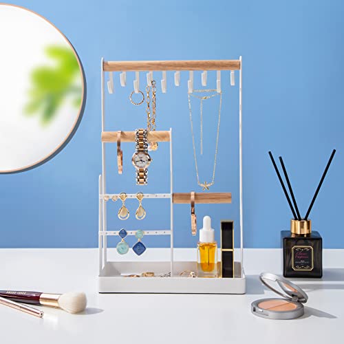 ProCase Cute Jewelry Stand, Aesthetic Jewelry Organizer for Dresser Vanity, Jewelry Holder Display for Necklaces Earrings, Gifts for Teen Girls Women, Bedroom Dorm Decor -Medium, White - color: White, size: 12.6" Height