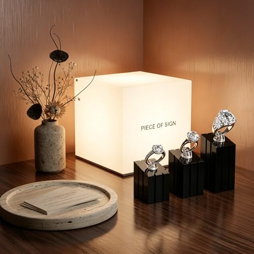 3 Piece Acrylic Ring Display Stand Ring Holder Jewelry Display Holders Showcase (Black) - color: Black