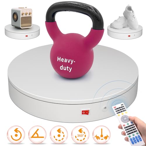 15.8In Remote Motorized Electric Turntable Rotating Display Stand Rotating Platform Photography Turntable motorized lazy susan base giratoria para for Photography,3D Scanner,(Load Range:132~400lbs) - size: 15.8inch/White/400Lbs Load