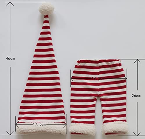 Christmas Newborn Baby Photo Shoot Props Outfits Crochet Clothes Santa Claus Red Hat Pants Photography Props - color: Red and Off-white
