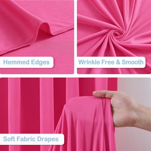 4 Panles Hot Pink Backdrop Curtains - Wrinkle Free Fabric Backdrop Curtain for Photoshoot,10FT Wedding Party Photo Backdrop Drapes for Birthday Baby Shower Photography Stage Background Decorations - color: Hot Pink, size: W4' x H10'(4 panels)
