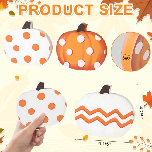 COCHIE Fall Pumpkin Decorations for Home Indoor, Thanksgiving Table Decor, Harvest Tabletop Decoration, Wooden Pumpkins Signs Block for Tiered Tray Party Shelf Display Set of 3 - style: Pumpkin
