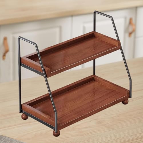 2 Layer Cup Riser Stand Tiered Display Step Shelf Vintage Tabletop Organizer Mugs Holder for Cupcakes Cabinet