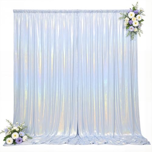 10x10ft Sequin Silver Backdrop Curtains Wedding Party Glitter Curtain Backdrop Fabric Shimmer Drapes Backdrop Bridal Baby Shower Birthday Christmas Photoshoot Background Photography 5x10FT,2 Panels - color: Sequin Silver, size: 10ft X 10ft(2 Panels 5ft X