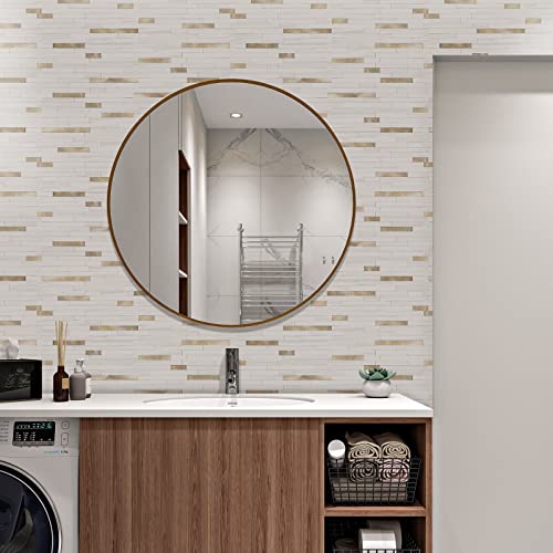 STICKGOO 20 Sheets Peel and Stick Backsplash Tile, Stick on Backsplash for Kitchen and Bathroom, Dolomite White Marble Look PVC Mixed Metal Gold Self Adhesive Wall Tiles - color: Dolomite White + Metal Gold