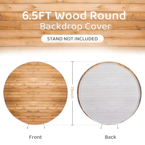 gogoparti Wood Round Backdrop for Photography 6.5FT (78inch) Circle Backdrop Cover for Wedding Birthday Bridal Shower Elastic Photo Studio Proposal Party Decor Banner Props - color: Wood Grain, size: 6.5 FT