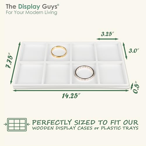 TheDisplayGuys For Your Modern Living 2-Pack 8-Compartments Flocked Velvet Jewelry Display Inserts - Tray/Case Liners - Ring Earrings Storage, (White) by The Display Guys - color: White, size: Compartments - 8