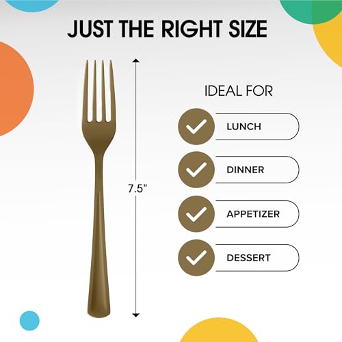 Party Solids Gold Plastic Forks 200 Pieces Gold Forks Disposable Utensils Heavy Duty Plastic Cutlery Set Disposable Cutlery Sets Flatware Sets Silverware Set Party Supplies & Party Tableware - color: Gold