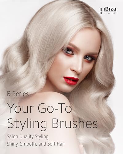 Ibiza Hair Boar Bristle Round Brush (B7-70mm) | Blonde Bristles & Cork Handle | Ideal for Color Treated Tresses | Big Waves or Tight Curls | Adds Shine & Texture for Long Styles & Large Sections - size: B7