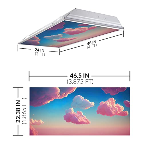 OCTO LIGHTS Fluorescent Light Covers Pink Cloud Sky Panel for Ceiling Lights, Light Covers for Ceiling Lights Classroom 2x4 (22.38"x46.5") Backlit Film Insert for Fluorescent Fixtures (Pack of 1) - color: Pink Clouds, size: 1pk