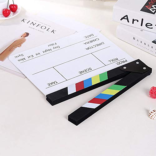 BERON Professional Vintage TV Movie Film Clap Board Slate Cut Prop Director Clapper (Colorful) - color: Colorful