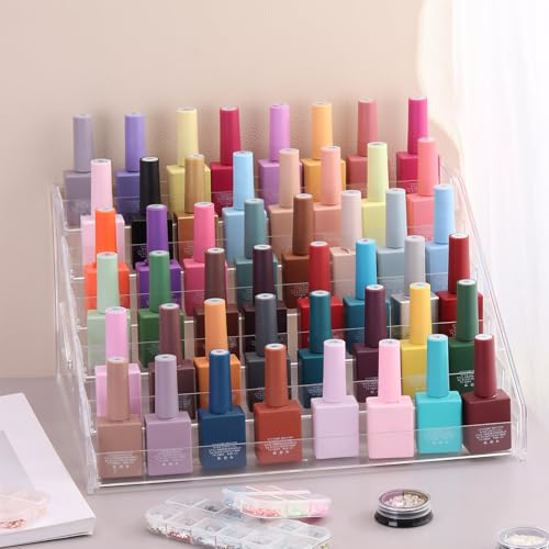 SUTOKAKA Nail Polish Organizer Clear Acrylic Eyeglasses Display Holder Essential Oil Storage Rack Makeup Stand Tray - 6 Layer - color: Clear-Big-6 Layer, size: 12.2*10.04*6.3 Inch