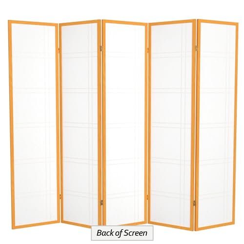 Red Lantern 6 ft. Tall Double Cross Shoji Screen - Honey - 5 Panels - color: Honey, size: 5 Panel