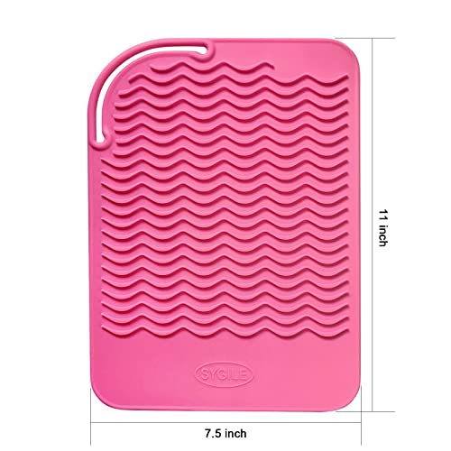 11" X 7.5" Large Size Heat Resistant Silicone Travel Mat, Anti-Heat Pad for Hair Straighteners, Hair Rollers, Curling Irons, Flat Irons and Other Hair Styling Tools - Baby Pink - color: Baby Pink, size: 11" X 7.5"