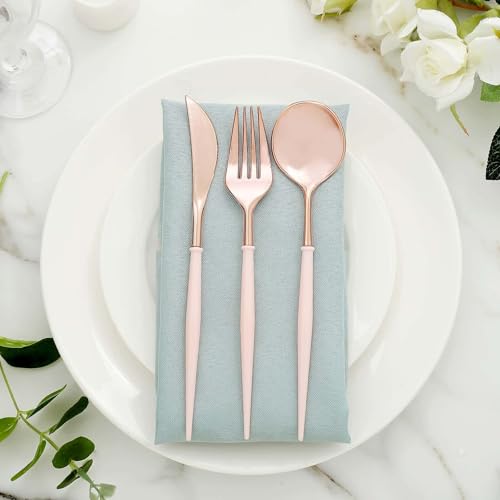 Efavormart 24-Pack 8" Rose Gold and Blush Pink Disposable Plastic Silverware; Elegant Dual-Tone Heavy-Duty Cutlery for Romantic Weddings, Bridal Showers and Spring Galas - color: Rose Gold/Blush, size: 8"