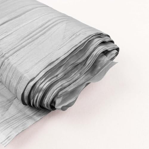 Efavormart 54" x10 Yards Silver Accordion Crinkle Taffeta Fabric Bolt for Wedding Birthday Party Dance Event Decoration - color: Silver