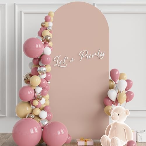 Wokceer 6 FT Wedding Arch Stand and Arch CoverMetal Arch Stand with Arch Stand Cover for Birthday Party Wedding Ceremony Bridal Baby Shower Event Decor, Nude Pink - color: Nude Pink, size: 6x2.6FT