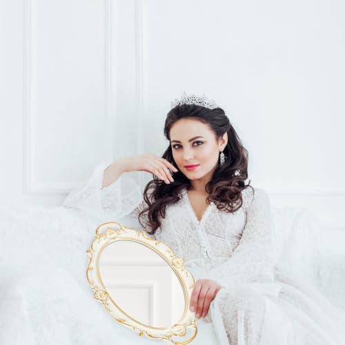 Cabilock Vintage White Mirror Tray Decorative Cosmetic Storage Tray Jewelry Display Dish Photo Prop for Vanity Table Home Décor and Desktop Organizer