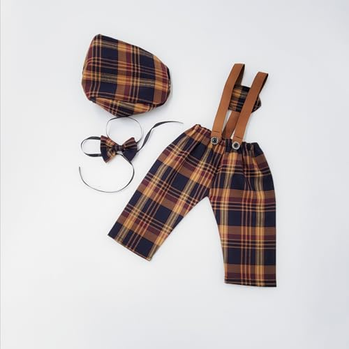 Newborn Baby Boy Suspender Pants Photo Outfits Gentleman Photography Outfit Girl - color: Color4
