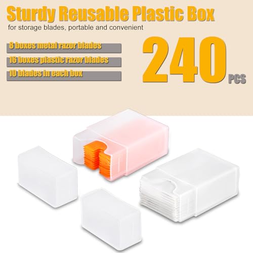 REXBETI Razor Blade Scraper Tool, 8 Pack Razor Scraper Set with Extra 240Pcs Razor Blades- 80Pcs Metal and 160Pcs Plastic Blades, Cleaning Scraper Tool, Cooktop Scraper, Paint Scraper, Glass Scraper - style: Original 8 Pack