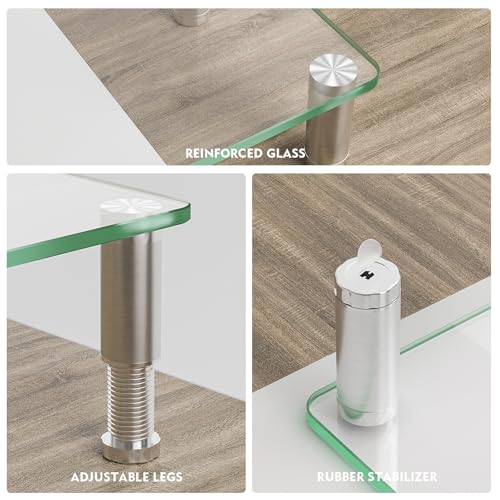 Hemudu Clear Computer Monitor Stand Riser with Height Adjustable Multi Media Desktop Stand for Flat Screen LCD LED, Laptop/Notebook/Xbox One,HD01T-002 - color: Clear