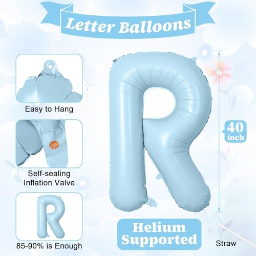 40inch Baby Blue BRIDE Letter Balloons, Giant Pastel Blue Bride Foil Helium Balloon Banner with Heart Balloon for Bride to Be Wedding Engagement Bridal Shower Blue Bachelorette Party Decoration - color: Blue
