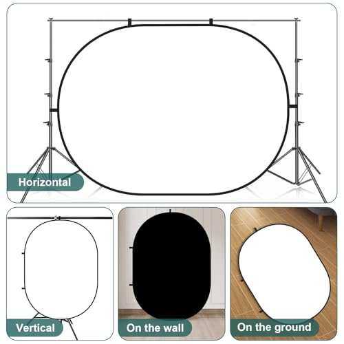 Kate 5x6.5ft(1.5x2m) Collapsible Backdrop White Black Twist Flex Folding Pop up Backgrounds for Photoshoot, Headshots Photo, Video Calls - color: White/Black
