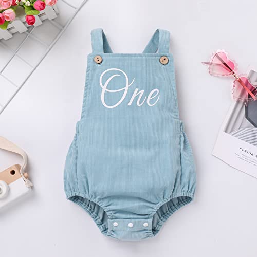 IMEKIS Baby Girls Boys Boho 1st Birthday Outfit Backless Overalls Romper for Cake Smash Photo Shoot - color: Blue One, size: 12-18 Months